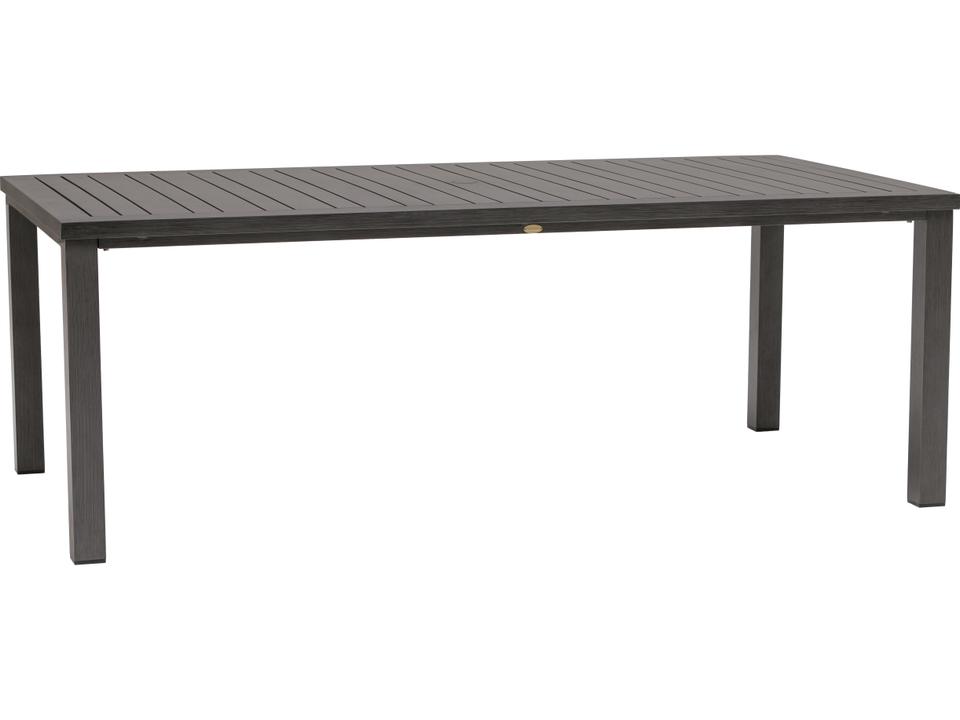 8 glass top rectangular patio dining table with umbrella hole Outdoor for 8, 83" Aluminum Table with a load Woodard Aluminum Deluxe Rectangular Obscure