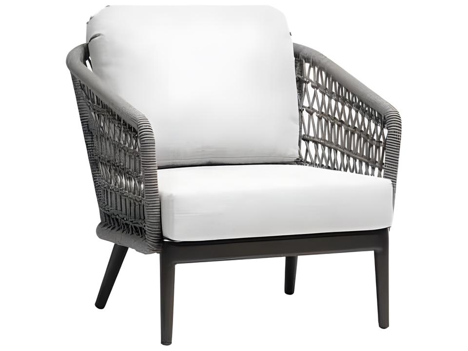Poinciana Outdoor Club Lounge Chair in Ash Grey Durarope with Cushions