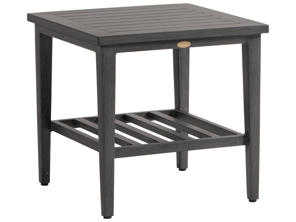 Cabo San Lucas Square Outdoor End Table in Opal Grey Aluminum