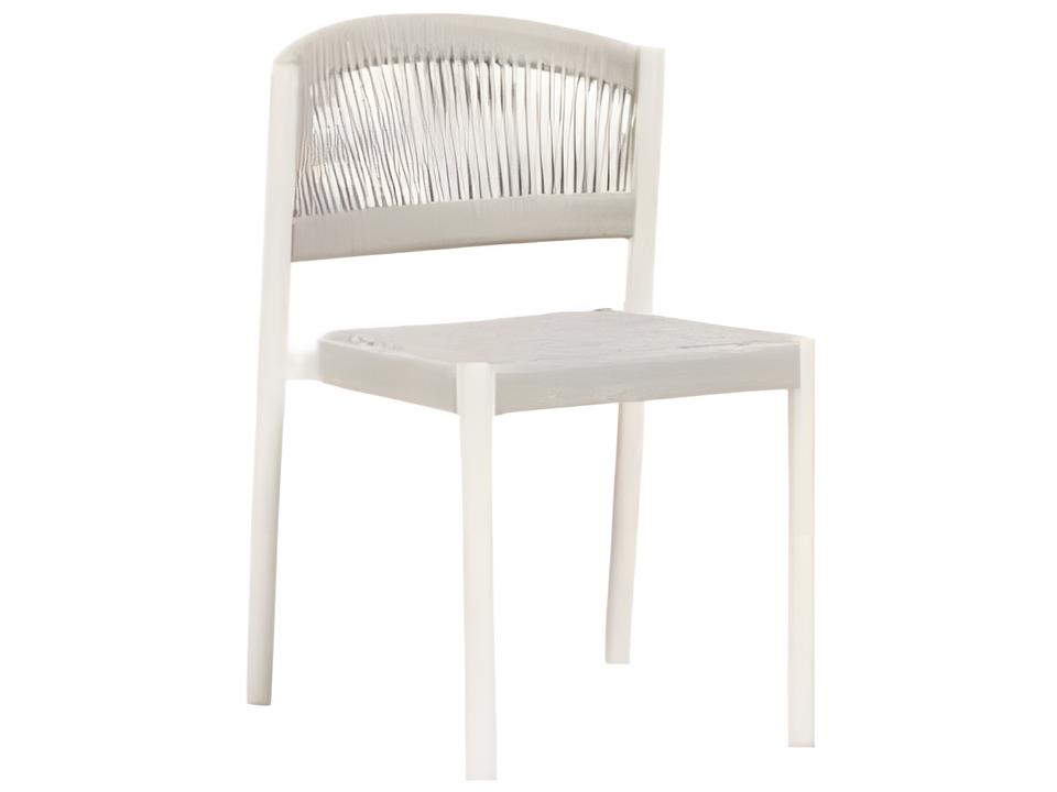 Naples Silver White Aluminum Strap Dining Chair