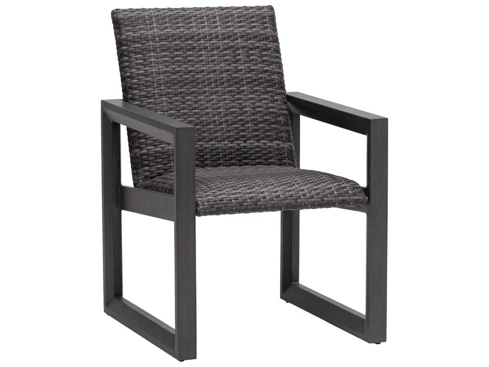 Bergen Aluminum Wicker Dining Arm Chair in Pewter and Opal Grey