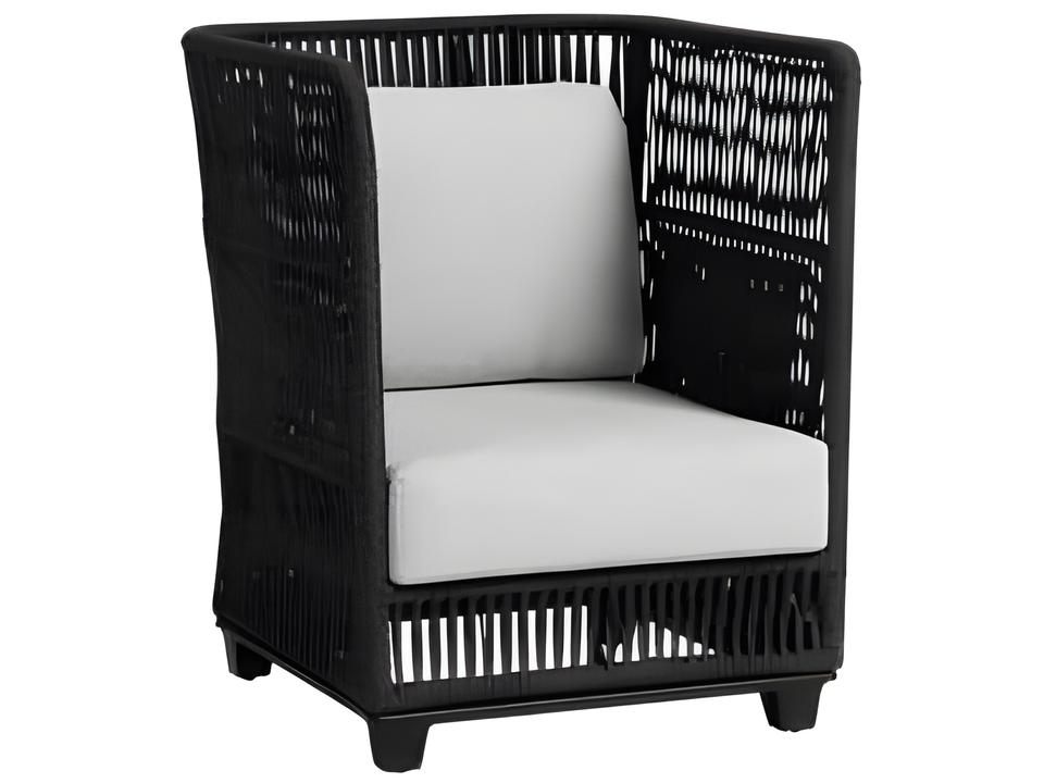 Gemelli Highback Outdoor Lounge Chair in Diva Night Aluminum and Cobblestone Durastrap