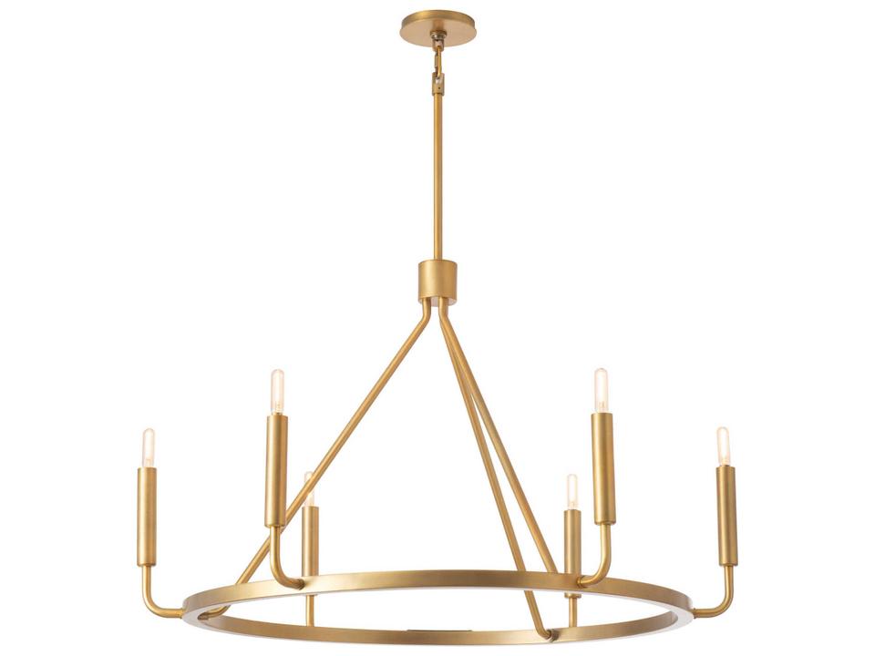 Mavisten Edition Carbonia 6 Light Chandelier in Lacquered Burnished Brass