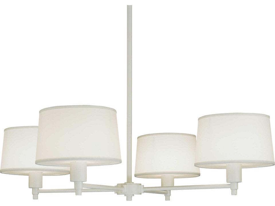 Real Simple 4-Light Chandelier in Stardust White Powder Coat with White Mont Blanc Parchment Shades