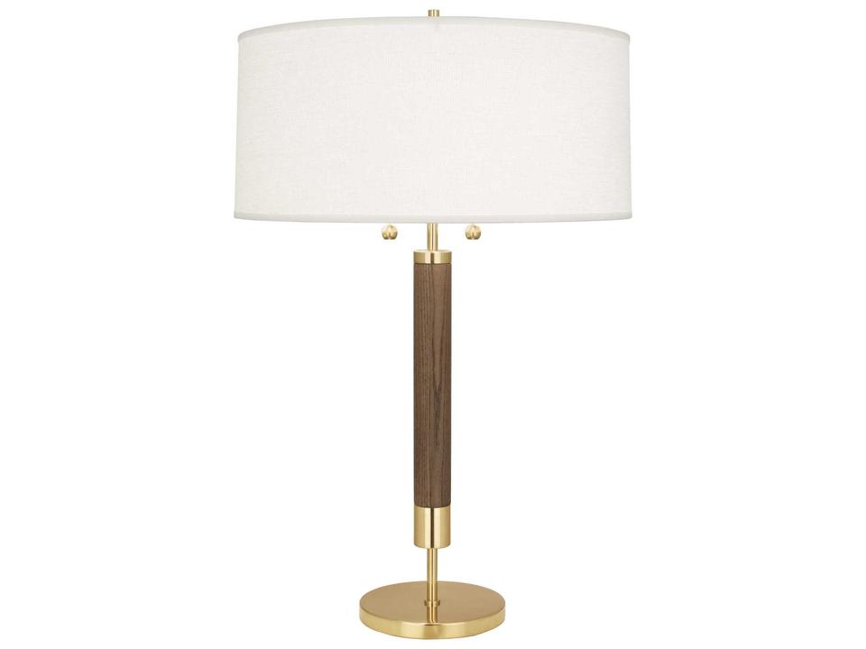 Dexter Table Lamp in Modern Brass and Walnut