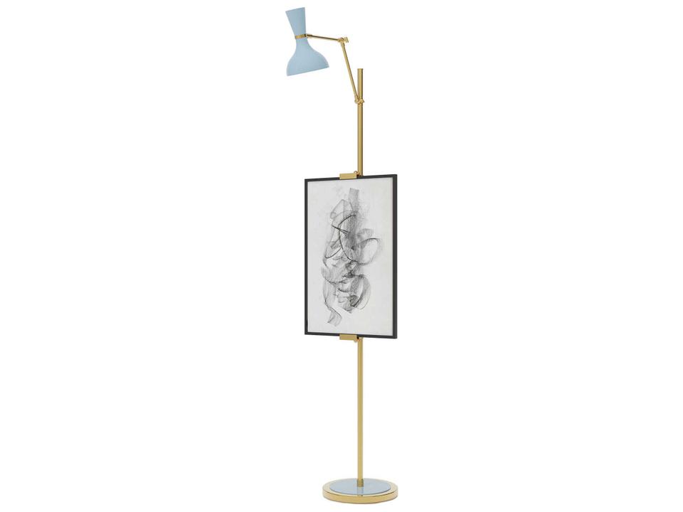 Clare Adjustable Floor Lamp with Baby Blue Metal Shade and Polished Nickel