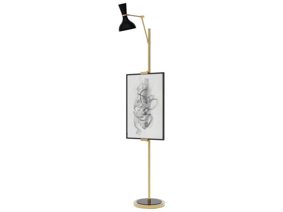 Clare Floor Lamp in Obsidian Black with Modern Brass Accents