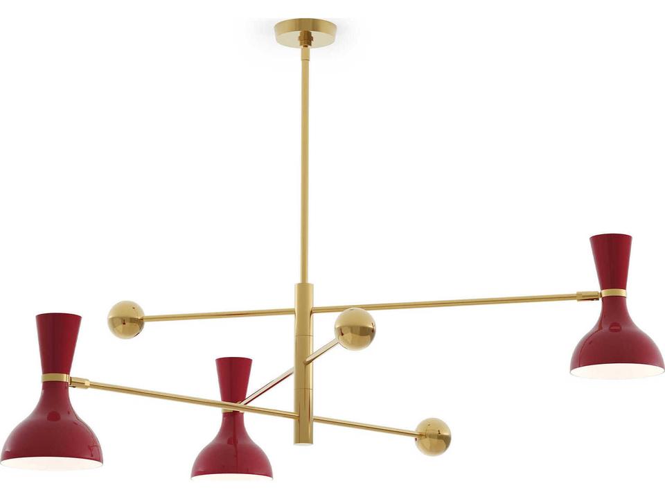 Clare 3 Light Chandelier in Oxblood Red Metal Shades