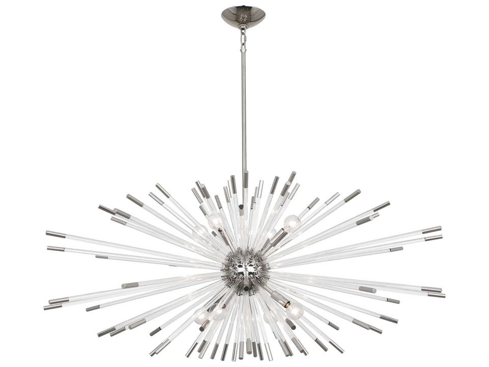 Andromeda 8-Light Sputnik Chandelier in Polished Nickel with Clear Lucite Rods