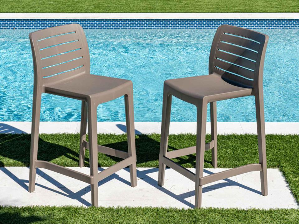 Leva Brown Polypropylene Counter Stool Set of 2
