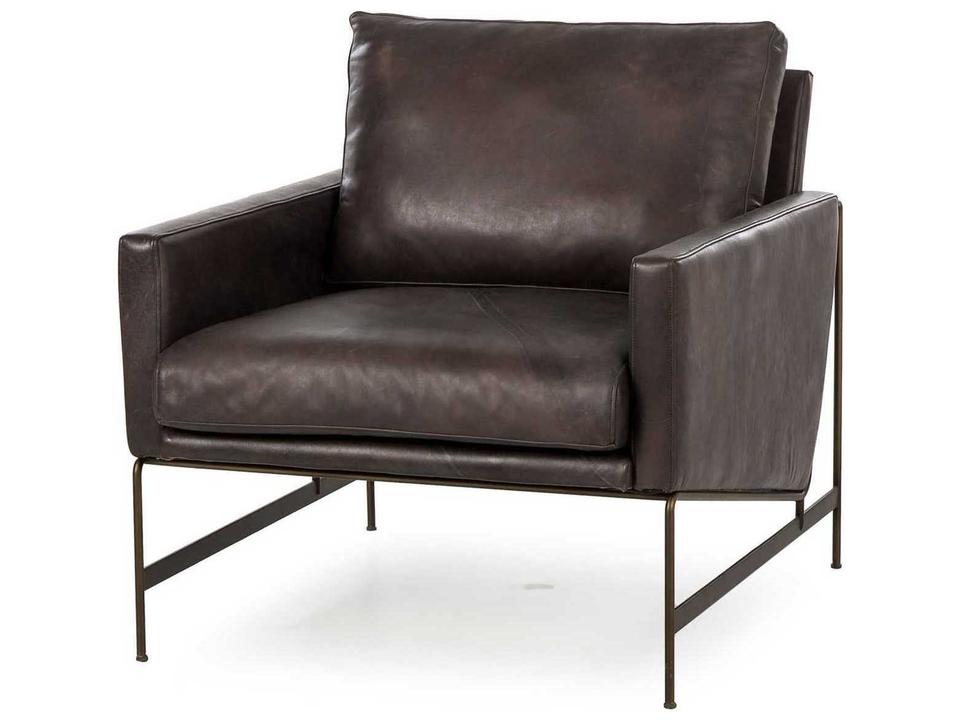 Vanessa Destroyed Black Leather Club Chair
