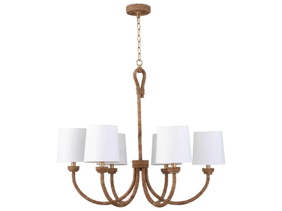 6-Light Natural Polished Brass Empire Chandelier