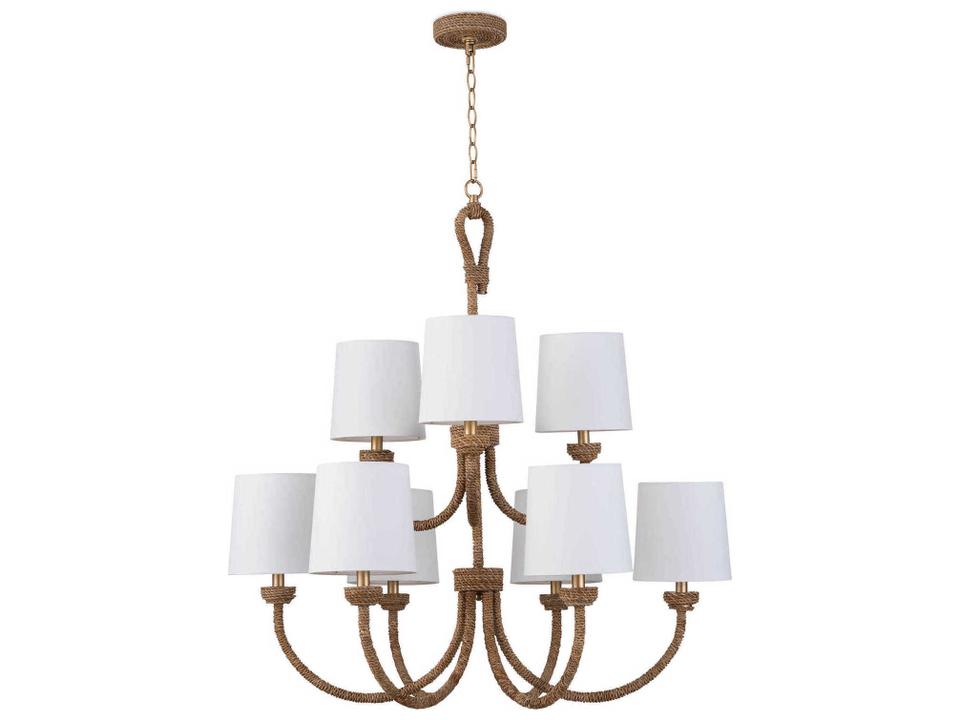 Bimini 9-Light Natural Seagrass Chandelier with Linen Shades