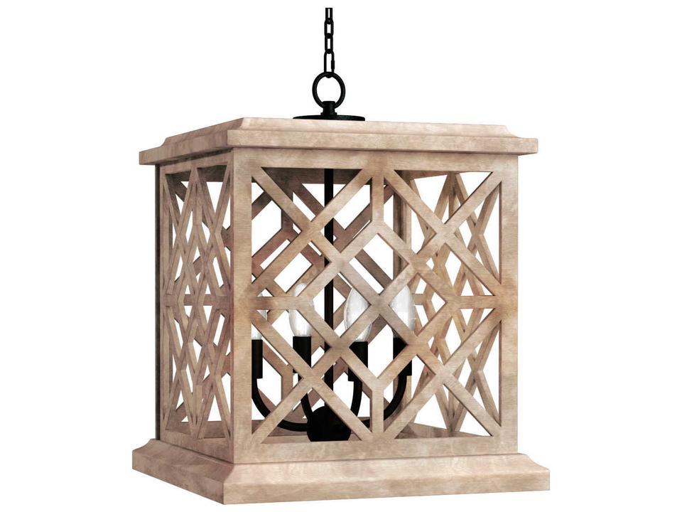 Chatham 4-Light Candelabra Lantern Chandelier in Natural Brown