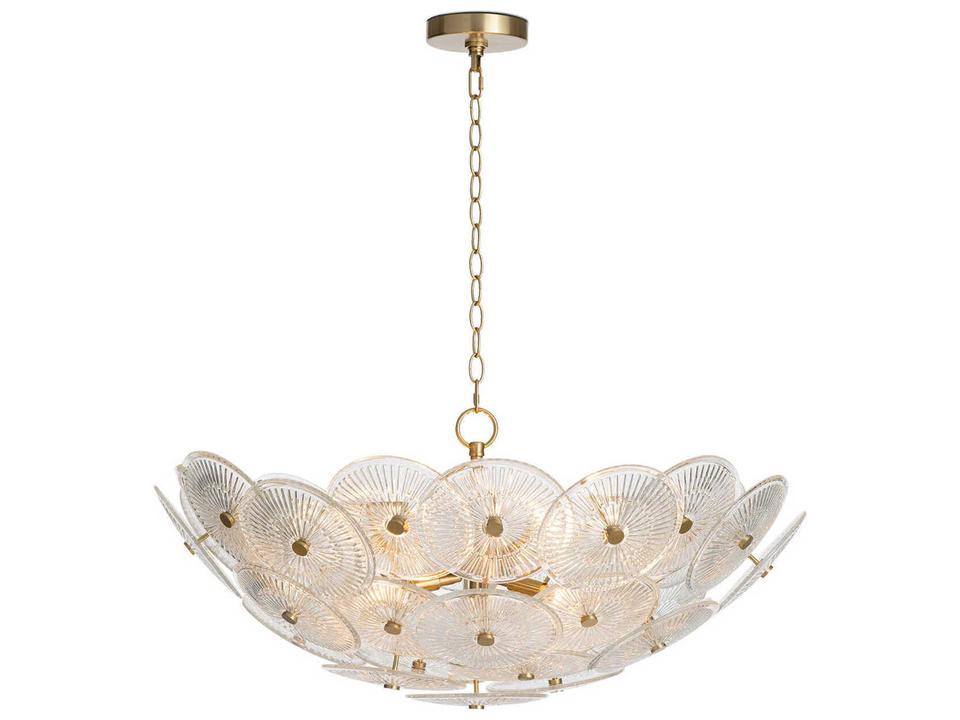 9-Light Holly Chandelier Clear Bowl with Natural Brass