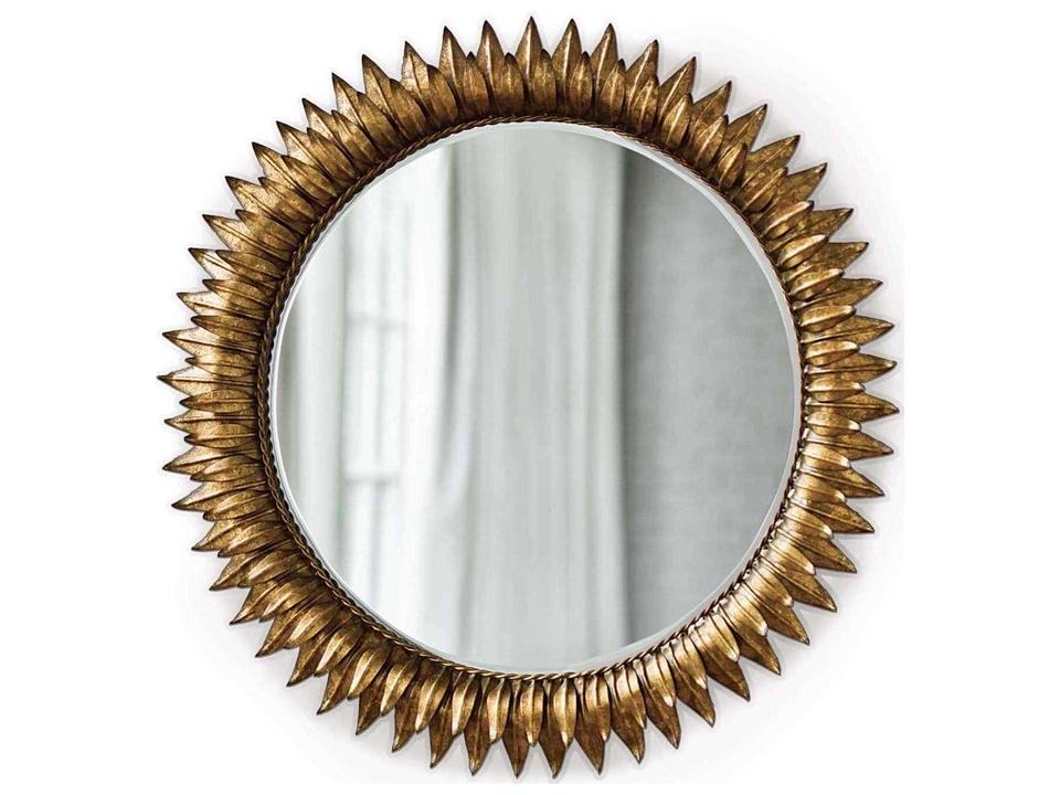 Sun Flower Small Round Wall Mirror in Gold Leaf