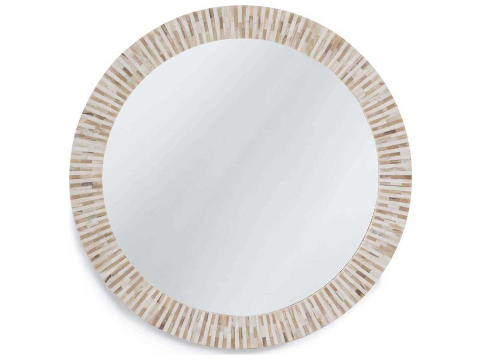 Multitone Natural Bone Tile Round Wall Mirror