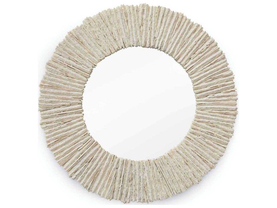 Slate Round Wall Mirror in Natural Finish