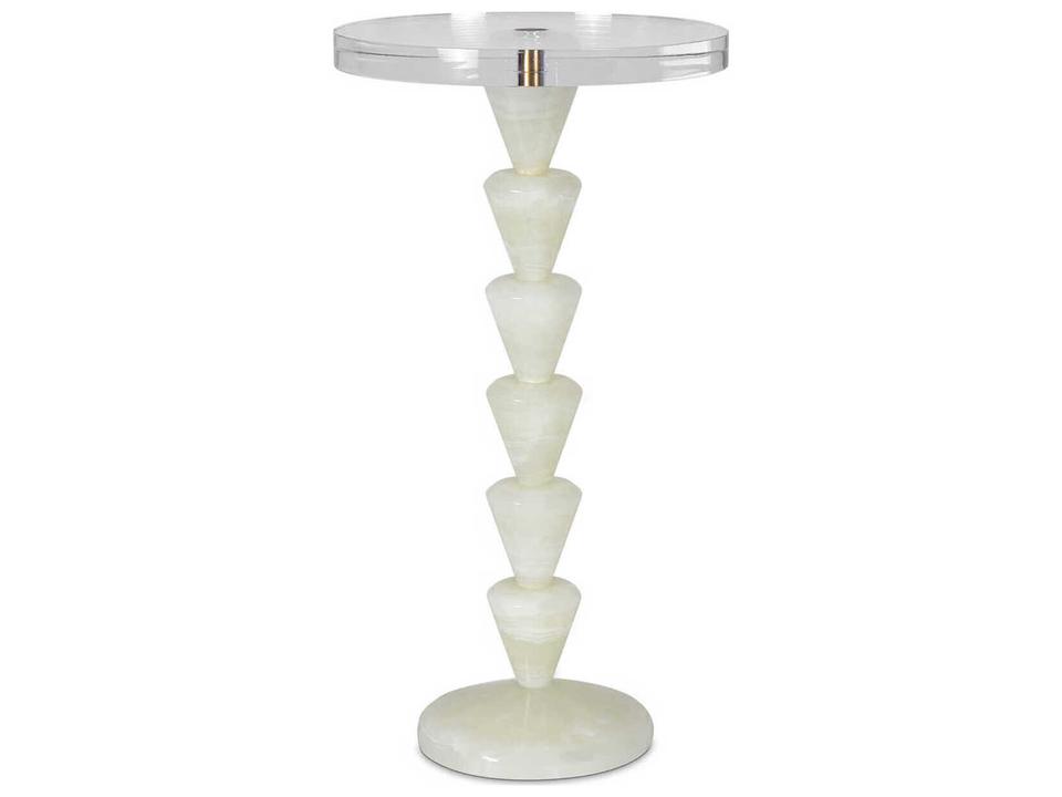 Patricia Round Jade End Table with Crystal Top