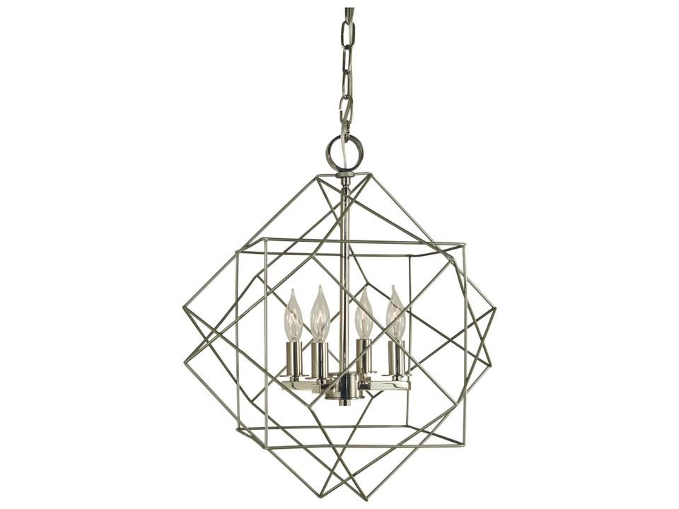 4-Light Etoile Chandelier with Metal Cage in Mahogany Bronze and Antique Brass
