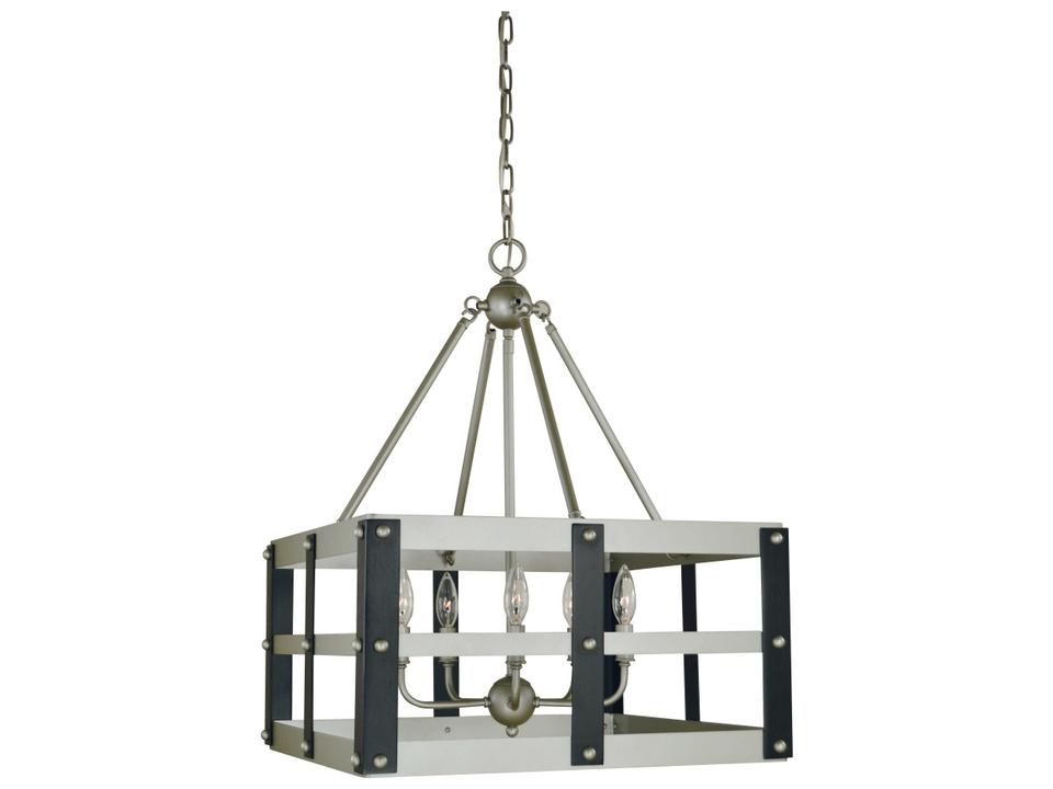 Metro Artisan 5-Light Candelabra Chandelier in Satin Pewter Matte Black