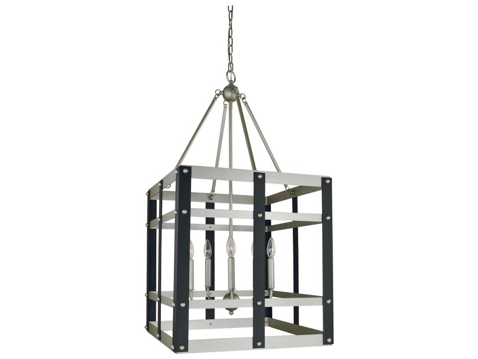 Metro Artisan 5-Light Candelabra Chandelier in Satin Pewter Matte Black