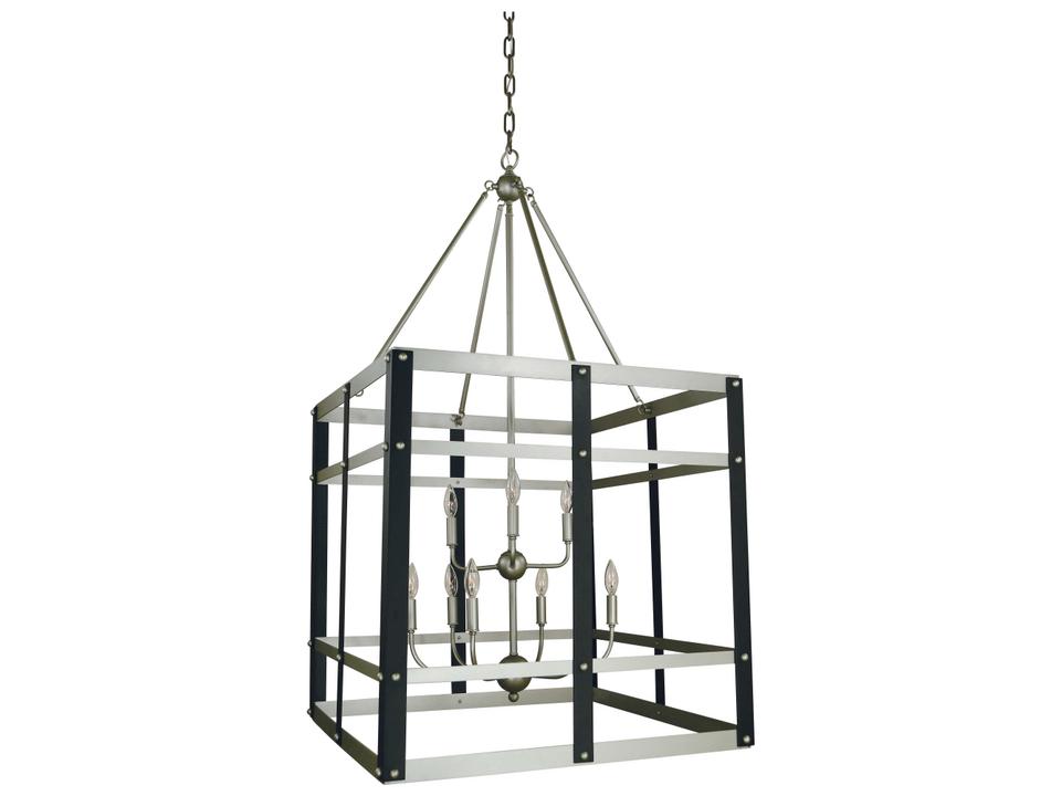 Metro Artisan 9-Light Foyer Chandelier in Satin Pewter Matte Black