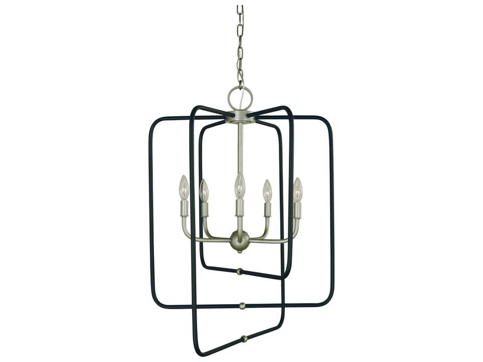 Montrose 5-Light Chandelier in Satin Pewter and Matte Black
