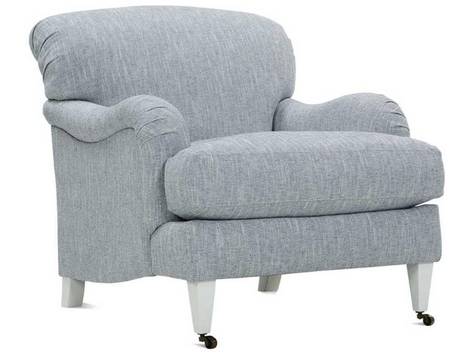 Brampton Rolling Fabric Accent Chair in Blue with English Arms
