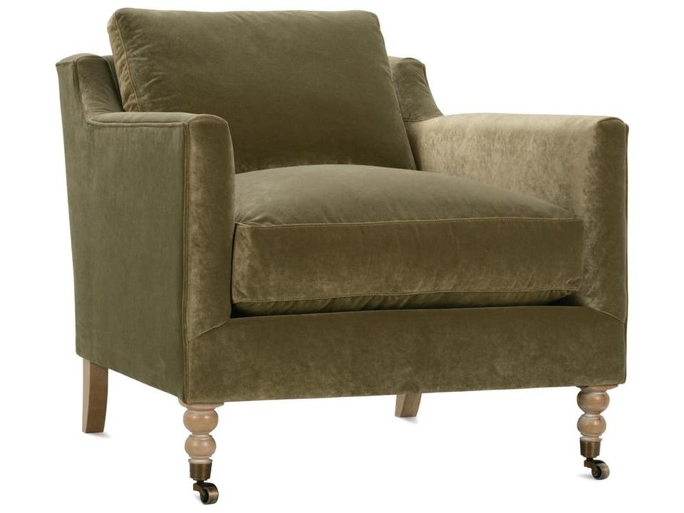 Madeline Rolling Green Fabric Accent Chair with Casters