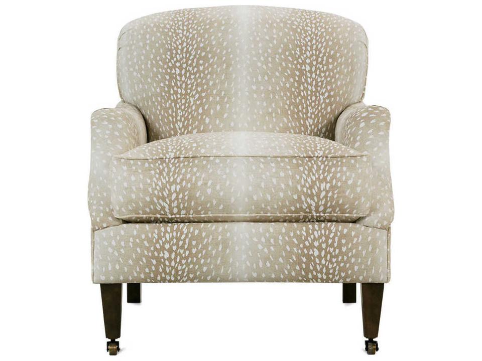 Marleigh Rolling Beige Fabric Accent Chair with Brass Casters