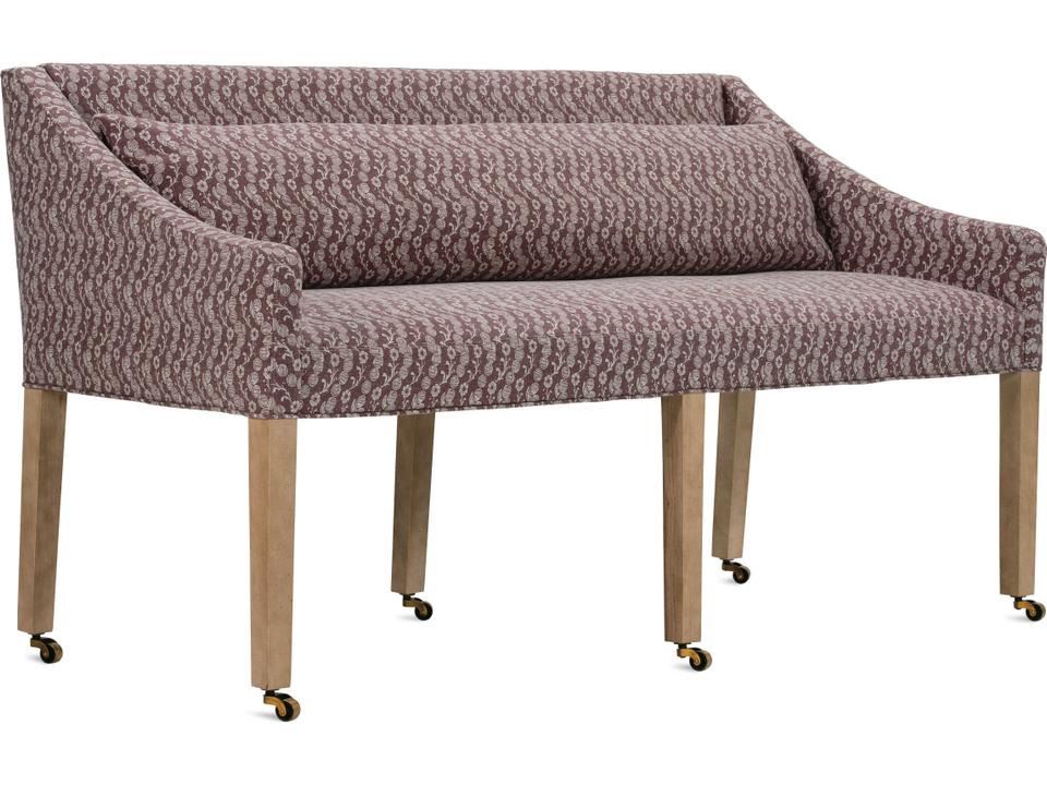 Odessa Upholstered Accent Bench with Washed Oak Legs in Burgundy