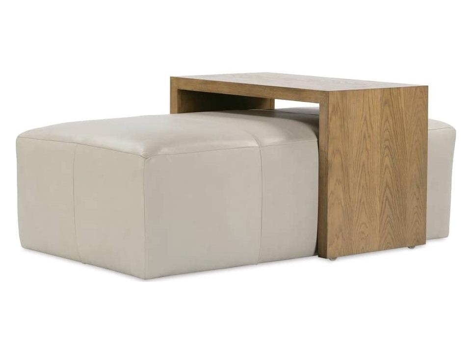 Macon Rectangular Gray Leather Ottoman