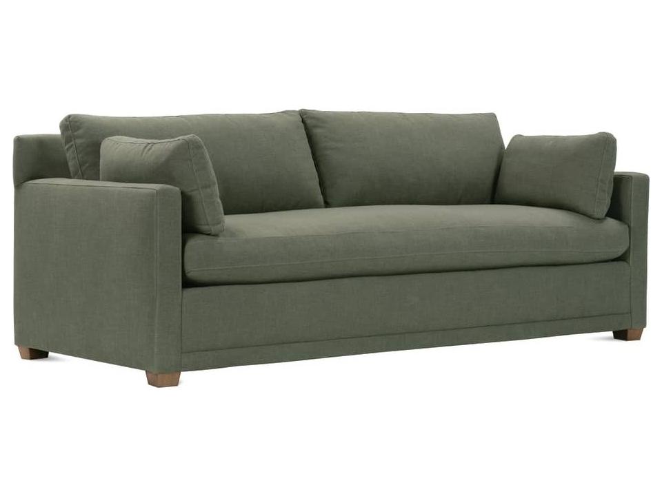 Sylvie 3-Seat Upholstered Sofa in Moss Green with Latte Legs