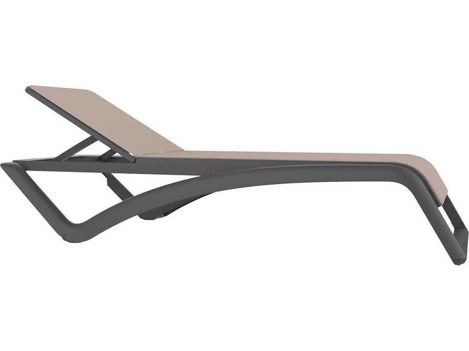 Sky Club 5-Position Adjustable Sunlounger with Wheels Dark Grey Structure Beige Textilene Set of 2