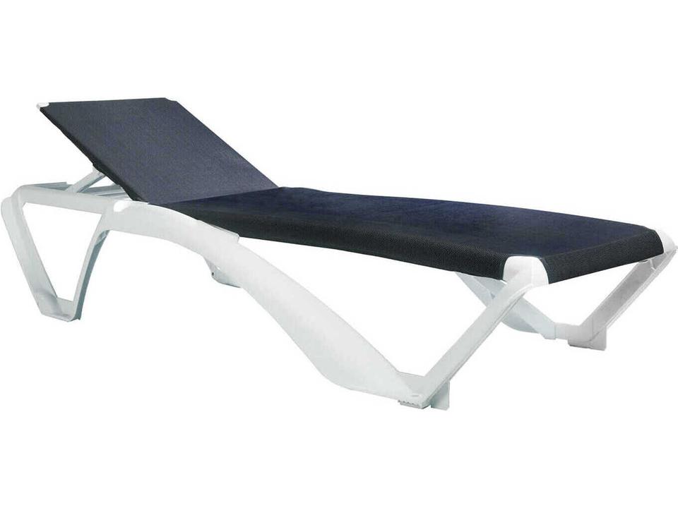 Marina Club Outdoor Sunlounger Set White Structure Blue Jeans Textilene