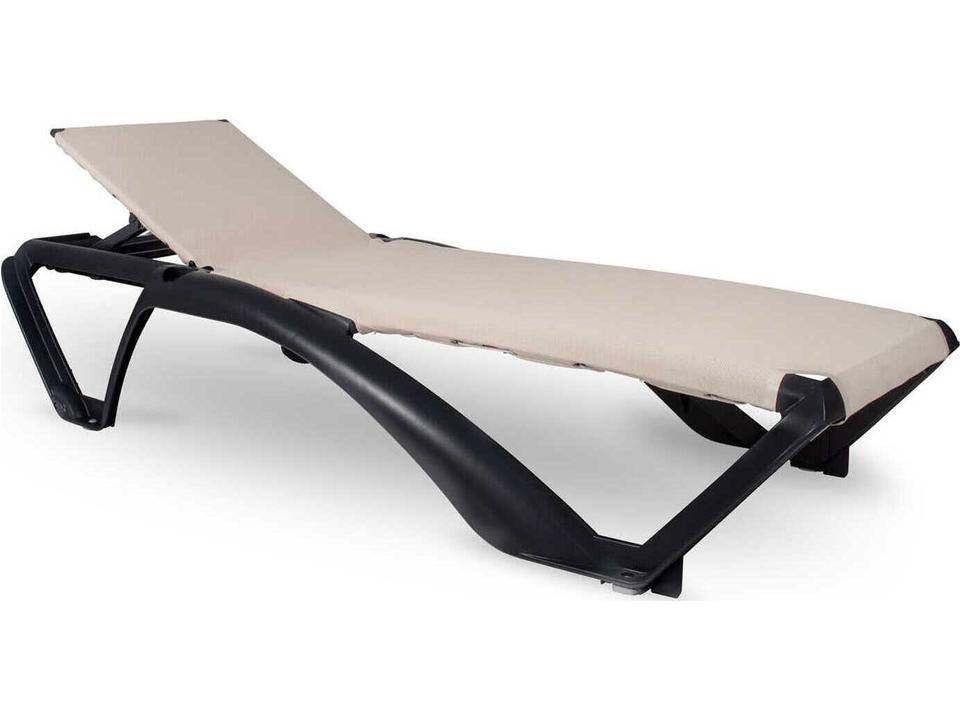 Marina Club Outdoor Sunlounger Dark Grey with Beige Textilene Set of 2