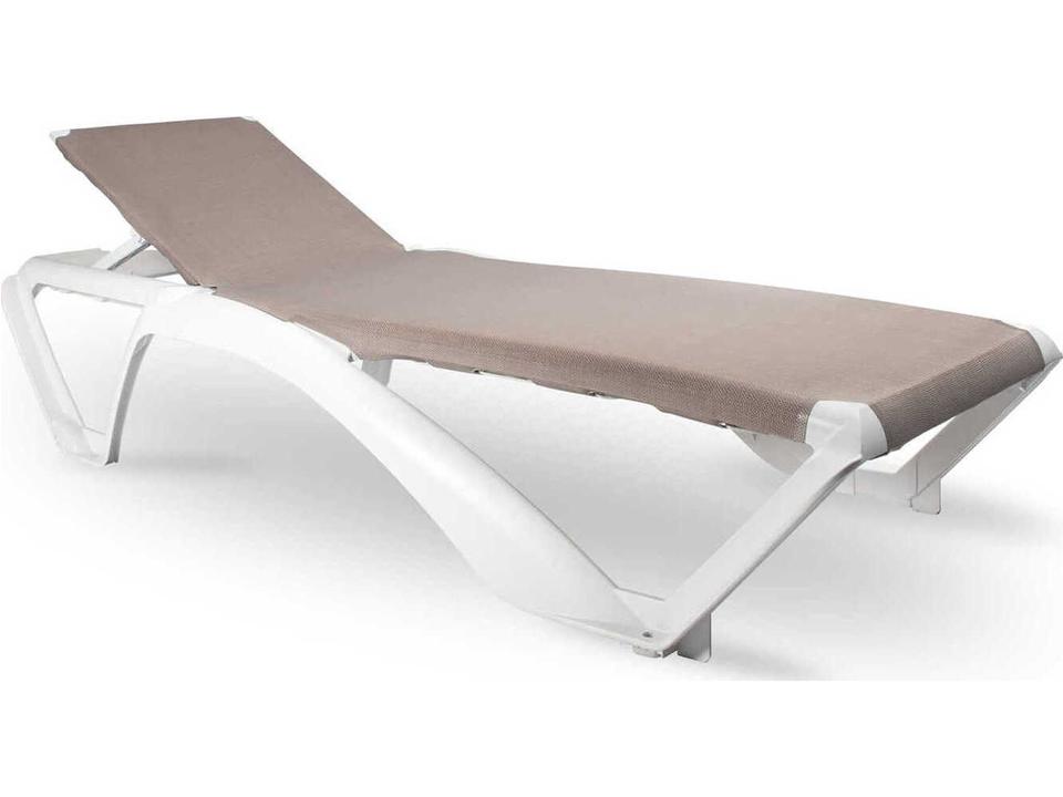 Marina Club Two-Piece Polypropylene and Textilene Sunlounger Set White Frame Ash Oak