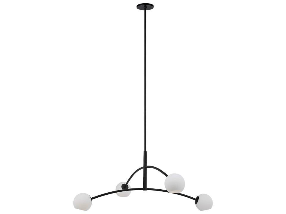 Nube 4-Light Tiered Chandelier in Matte Black with Etched White Glass Globe Shades