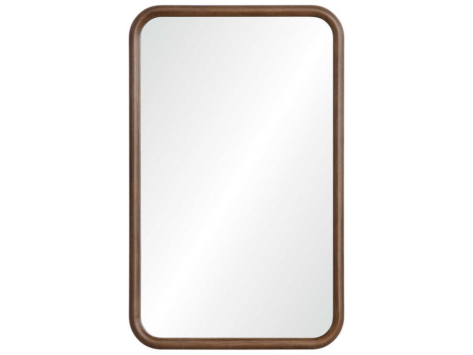 Dickens Walnut Rectangular Wall Mirror with Curved Corners