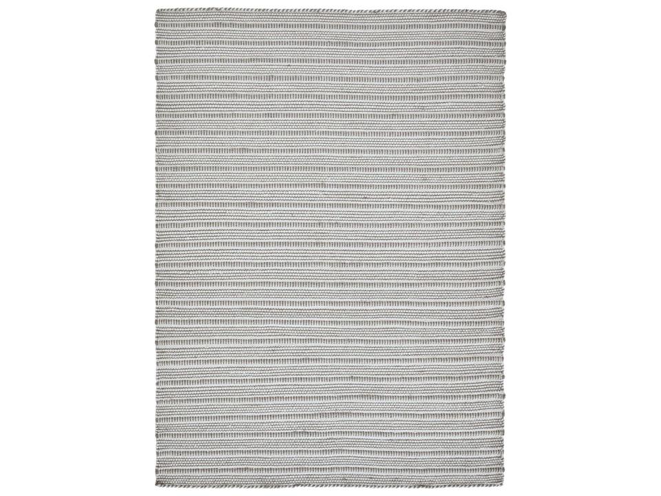 Orria Hand Woven Striped Area Rug in Ivory and Grey