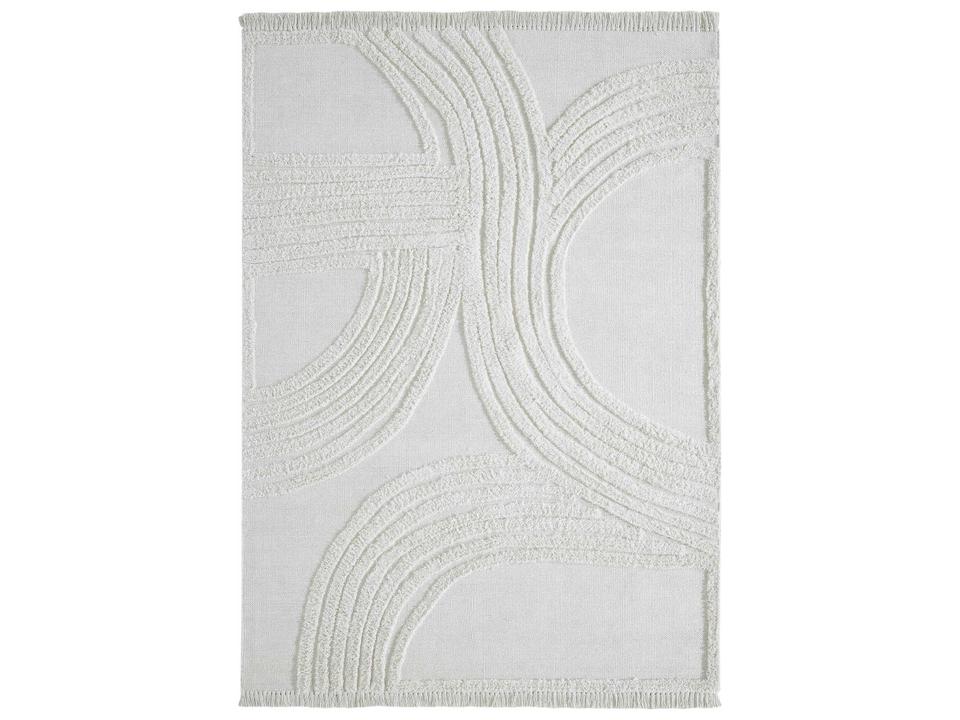 Terrain Abstract Hand Woven Cotton Area Rug with Fringe Edge