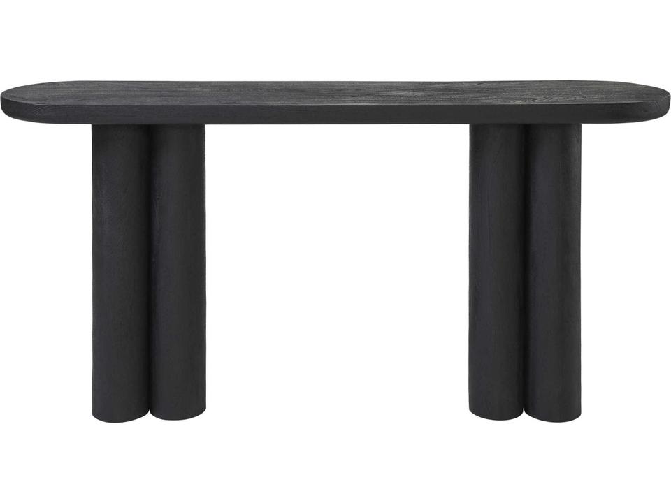 Dayna Oval Wood Black Console Table with Curved Lines