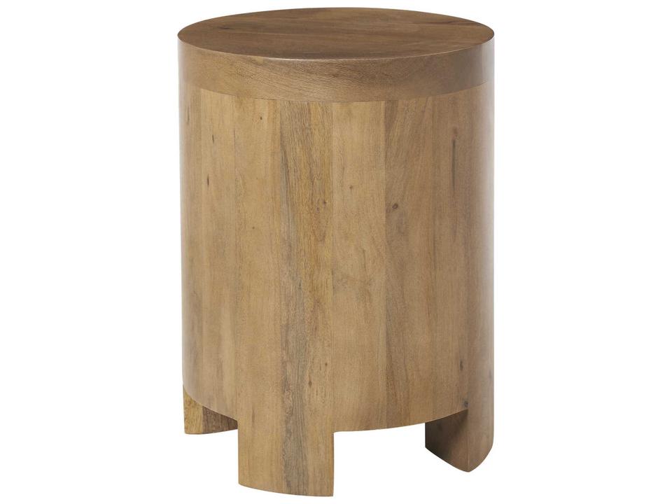 Salvatore Round Mango Wood End Table in Light Brown