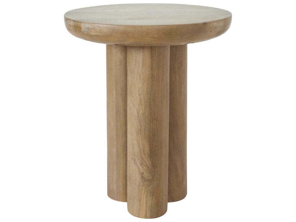 Honey Round Mango Wood End Table in Light Brown