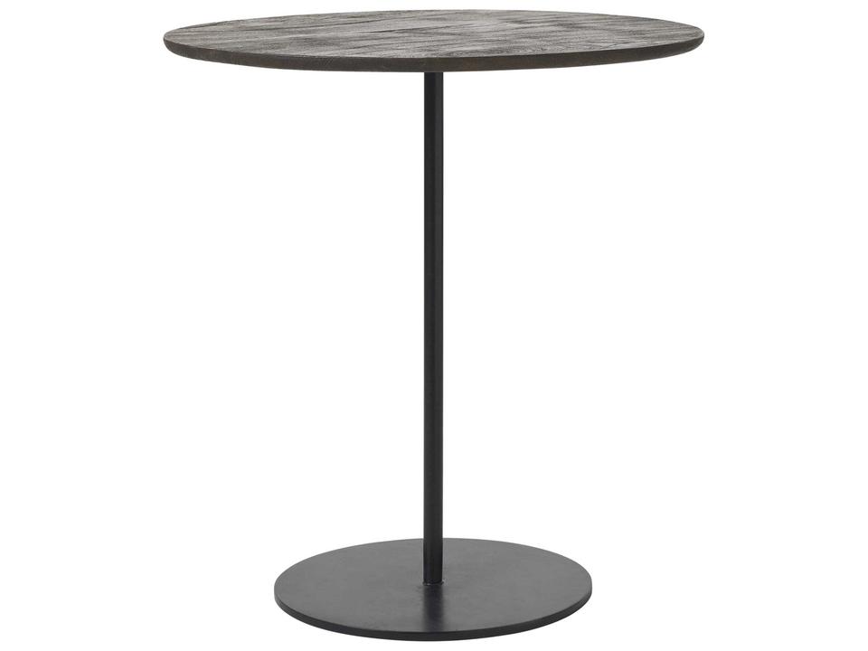 Argos Round Wood End Table in Walnut and Matte Black