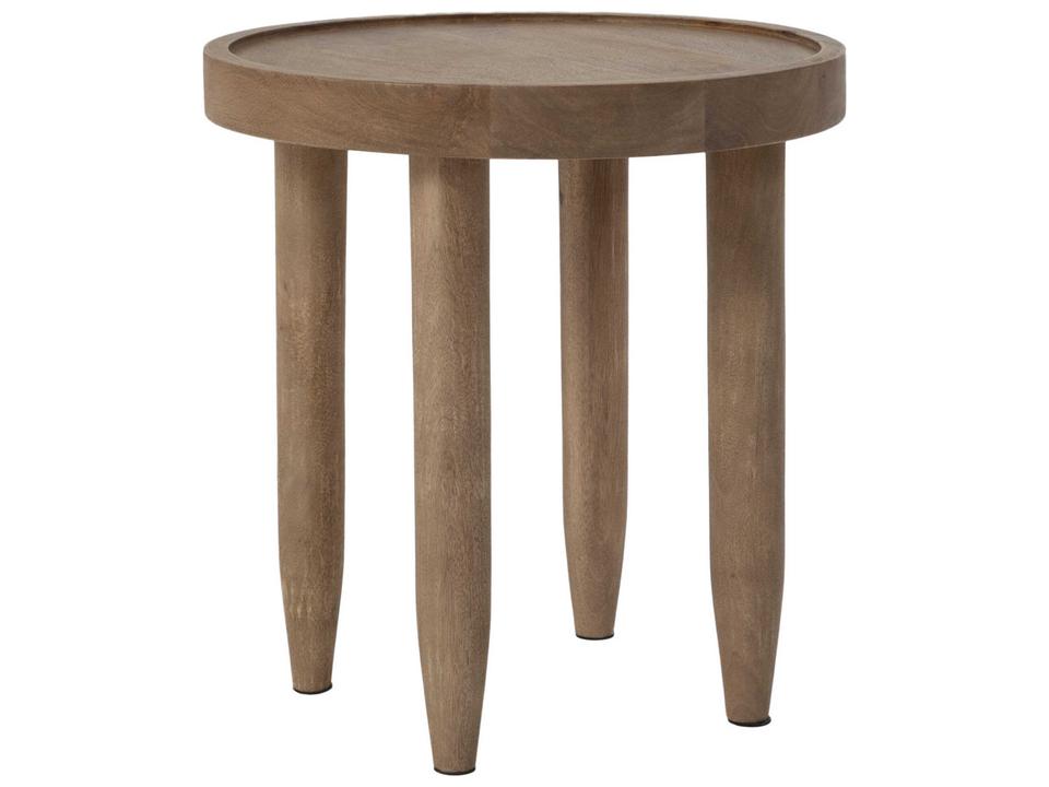 Cicoria Round Mango Wood End Table in Stained Light Brown