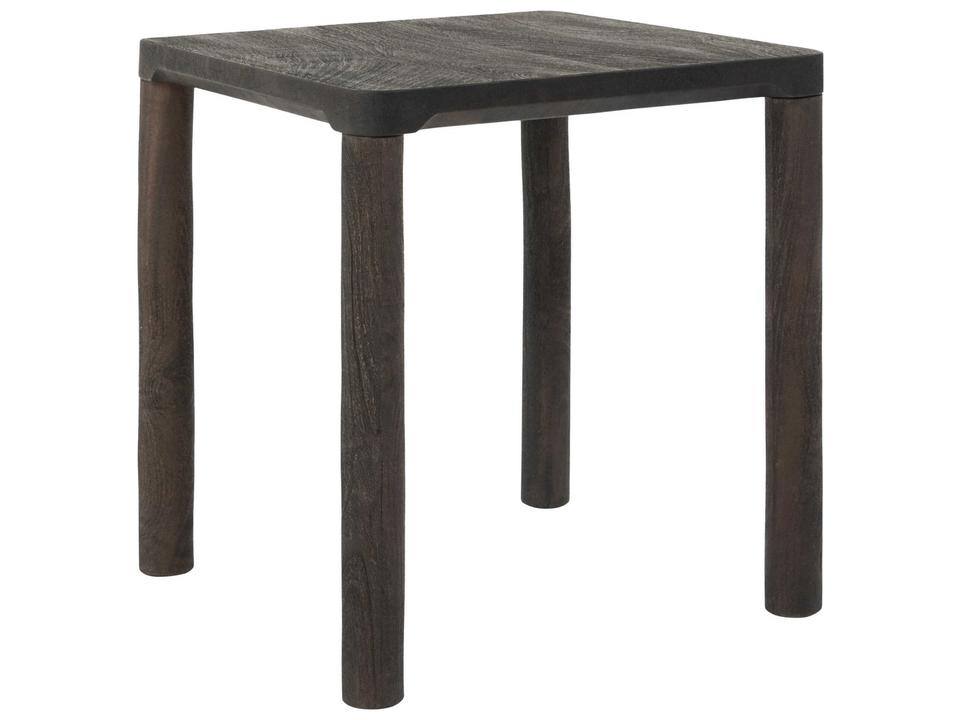 Clusia Square Mango Wood End Table in Sandblasted Walnut with Rounded Legs