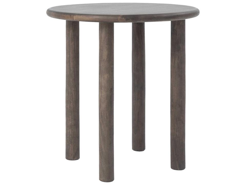 Cetus Round Mango Wood End Table in Stained Walnut