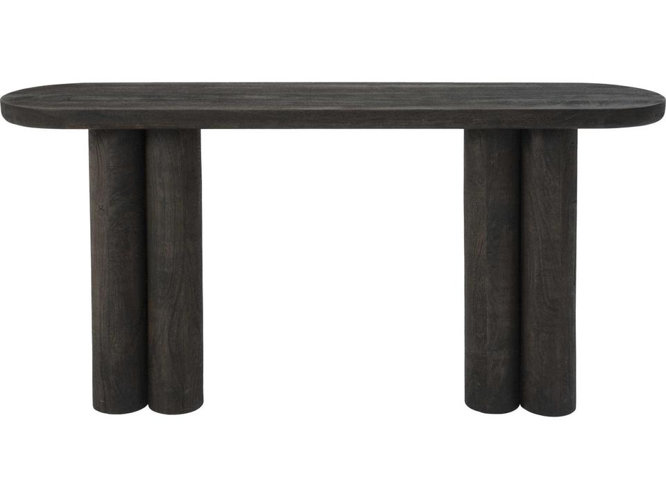 Valongo Oval Wood Console Table in Walnut Finish